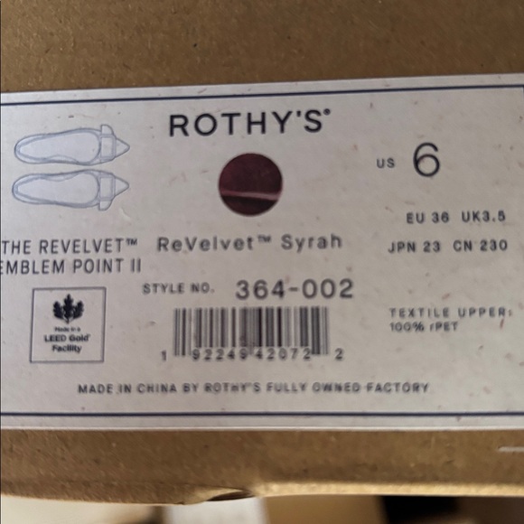 Rothy's Burgundy Women's Flats "ReVelvet Syrah" - Picture 6 of 6